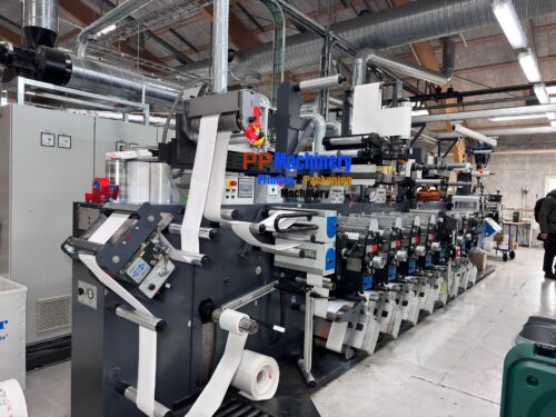 2005 Gallus EM 280 8 colours flexo label press with hot foil and screen printing