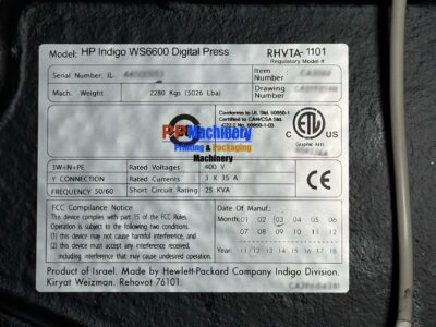 HP Indigo WS 6600 Digital label press 7 colours - Image 9